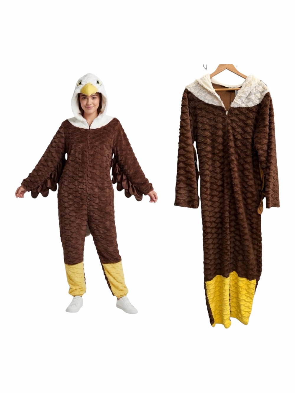 Briefly Stated Bald Eagle Bird Costume Size Large Plush Furry Halloween